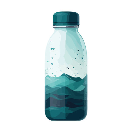 Transparent glass bottle with refreshing sodaのイラスト素材