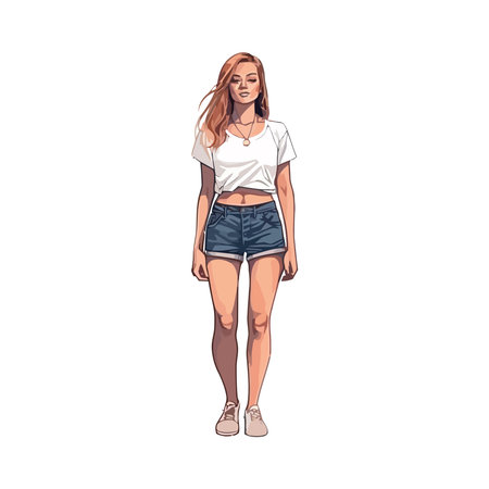 One fashionable woman standingのイラスト素材