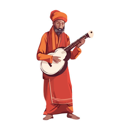 guitarist playing acoustic guitarのイラスト素材