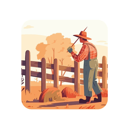 Rancher working outdoorsのイラスト素材