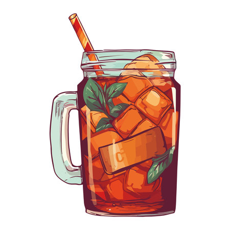 Fresh mojito cocktail with lime and bubblesのイラスト素材