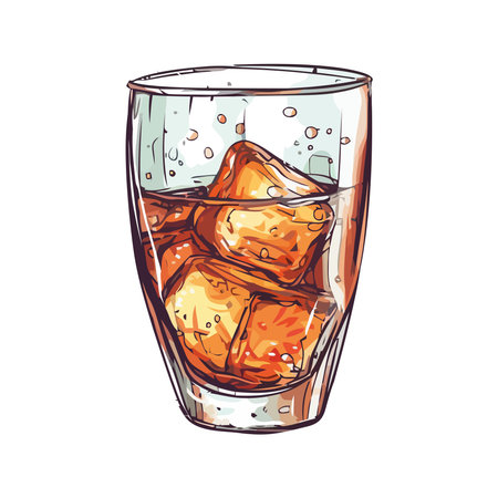 Whiskey cocktail in crystal glass with iceのイラスト素材