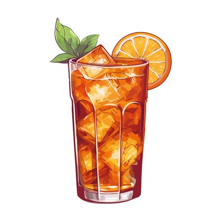 citrus cocktail in transparent drinking glassのイラスト素材