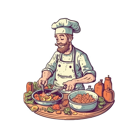 One cheerful chef smilingのイラスト素材