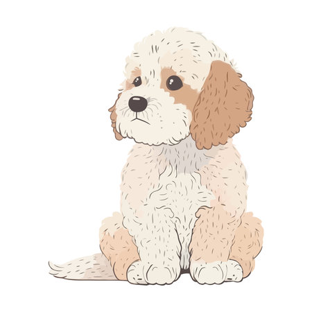 fluffy cute puppyのイラスト素材