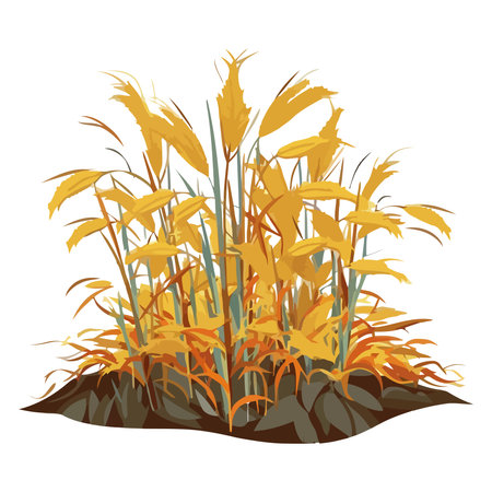 Fresh yellow leaves grow on autumn landscapeのイラスト素材