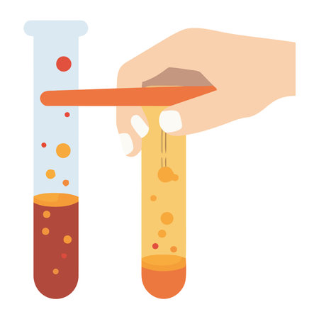 Scientist holding test tube analyzing liquid dropのイラスト素材