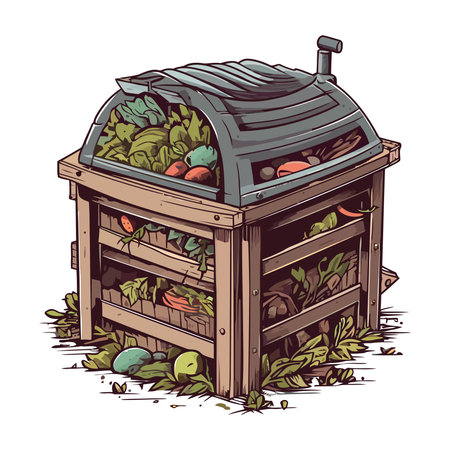 Fresh organic harvest in wooden basketのイラスト素材