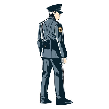 Security guard standing in uniform with capのイラスト素材