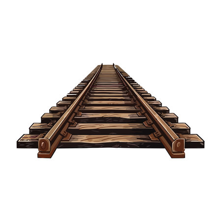 Stacked wooden planks form old railroad trackのイラスト素材