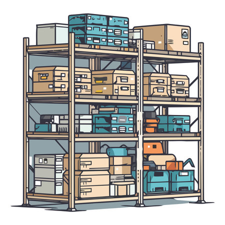 A shelf of boxesのイラスト素材
