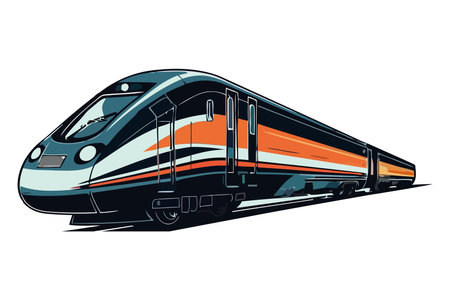 High speed locomotive on railroad trackのイラスト素材