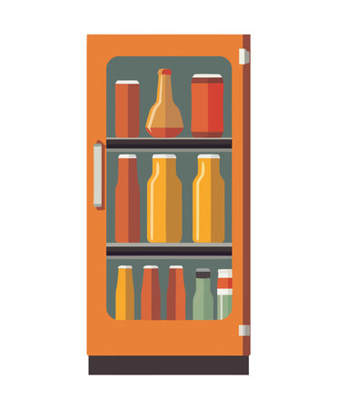 modern freezer with drink bottlesのイラスト素材