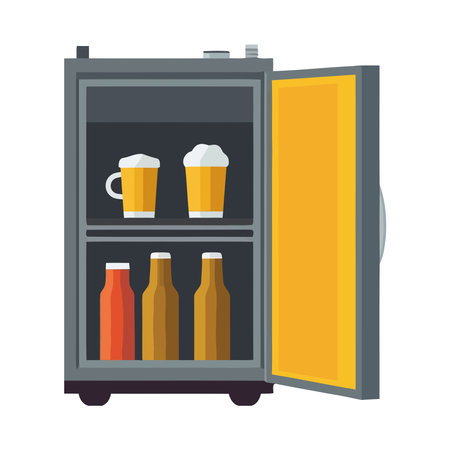 Modern fridge with beer bottlesのイラスト素材