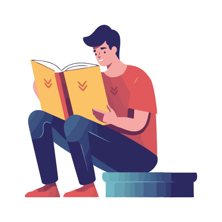 One person reading a bookのイラスト素材