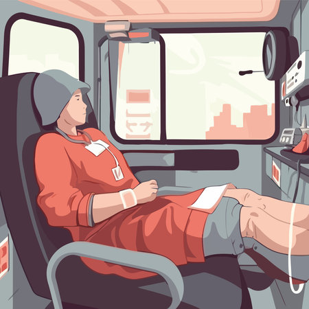 Driving man in land vehicleのイラスト素材