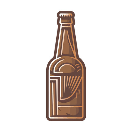 Beer bottle icon symbolizes celebration in pubのイラスト素材
