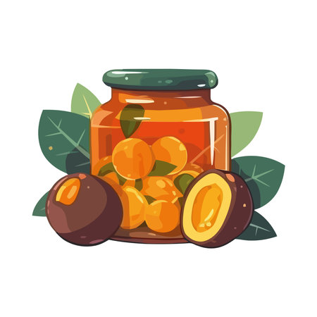Fresh organic fruit preserve in a jarのイラスト素材