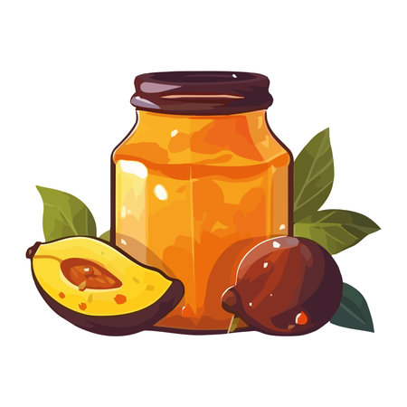 Juicy avocado and fresh leaves in jarのイラスト素材