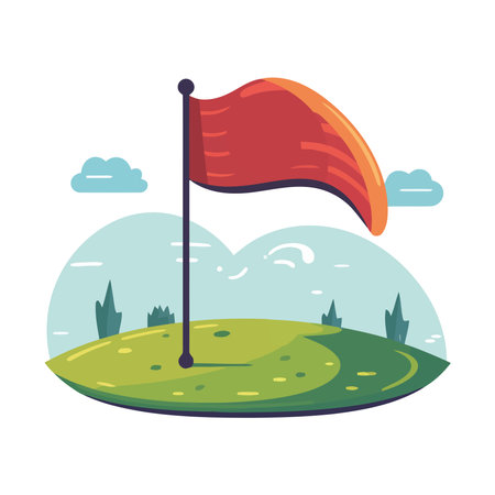 Golf flag in hole and landscapeのイラスト素材
