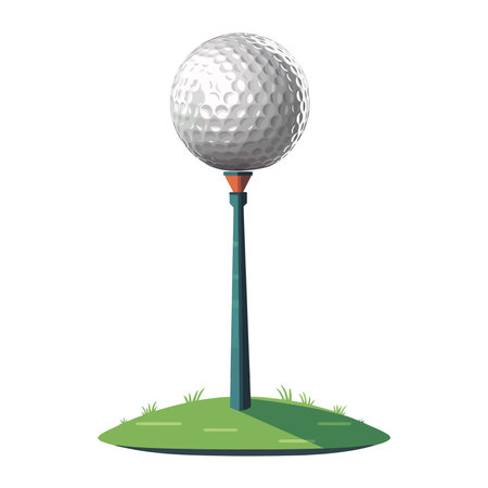 Golfer hitting ball off tee on greenのイラスト素材