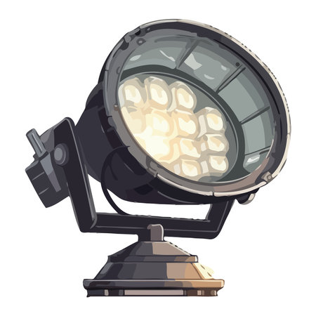 Bright spotlight glowing on steel backdropのイラスト素材