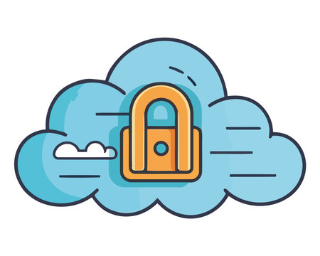 Secure cloud locks data with encryptionのイラスト素材