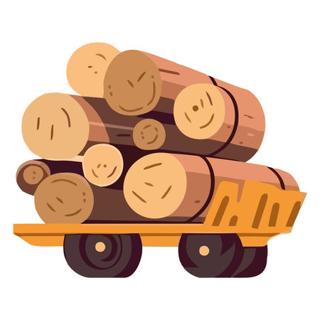 Trucking industry delivers heavy timberのイラスト素材