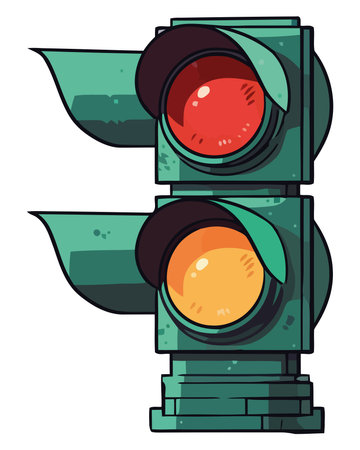 Stoplight illuminates traffic with green lightのイラスト素材