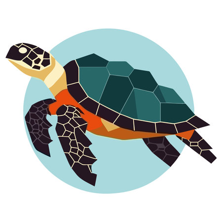 Cute turtle in slow aquatic crawl