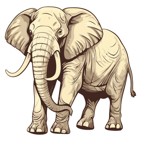 Large African elephant walkingのイラスト素材