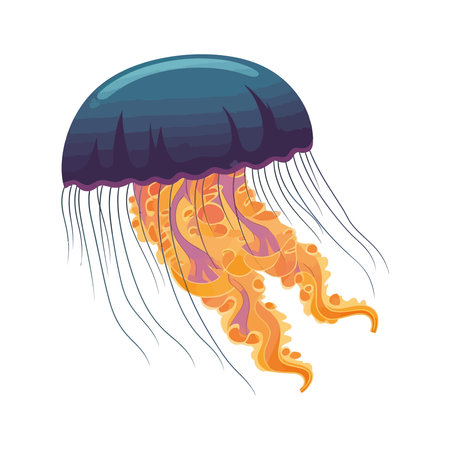 Colored undersea jellyfish swimのイラスト素材