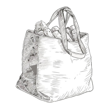 fresh groceries packedのイラスト素材