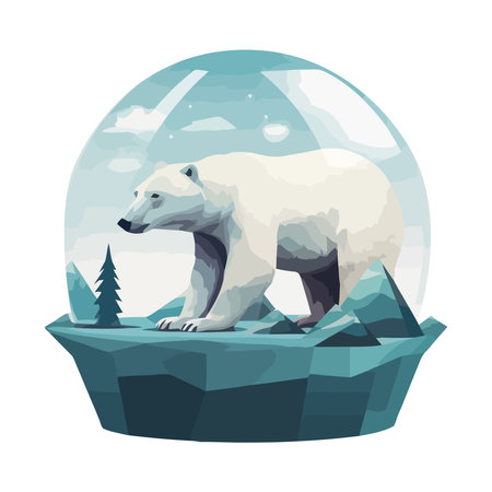 Cute polar bear on iceのイラスト素材