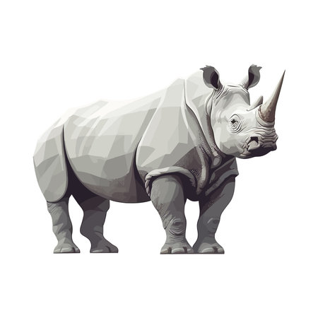 Fat rhinoceros standingのイラスト素材