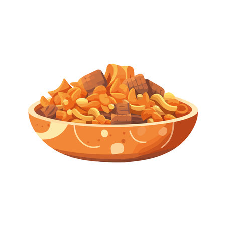 Fresh organic fruit meal in yellow bowlのイラスト素材