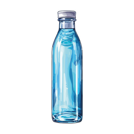 Transparent bottle of fresh purified waterのイラスト素材
