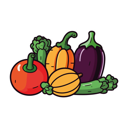 Fresh autumn vegetables for healthyのイラスト素材