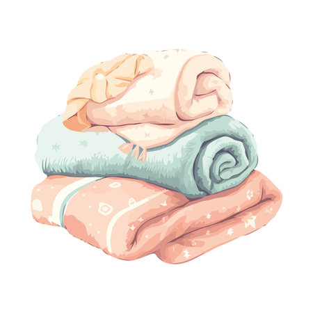 Fluffy winter bedding stackのイラスト素材