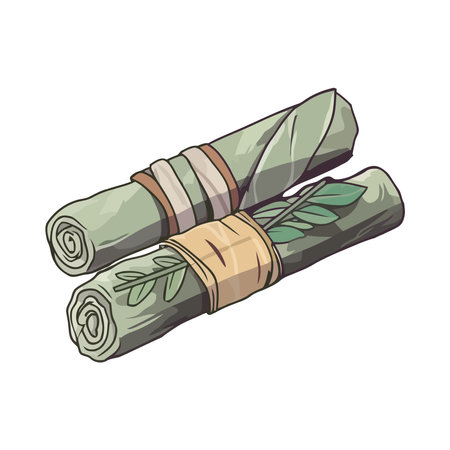 Fresh organic herbs rollsのイラスト素材