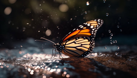The monarch butterfly fragile wings showcase beauty generated by artificial intelligenceの素材