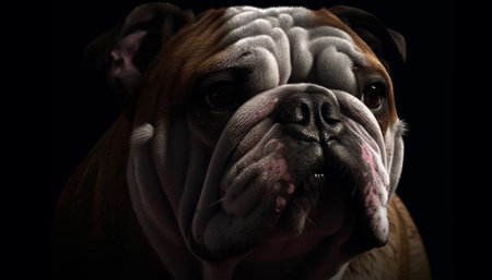 Wrinkled portrait of cute French bulldog puppy generated by artificial intelligenceの素材