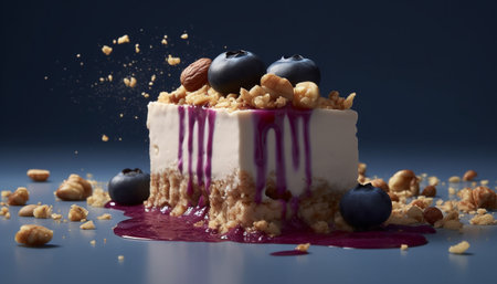 A homemade slice of indulgent cheesecake perfection generated by artificial intelligenceの素材