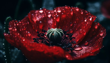 Vibrant daisy blossom shines in summer raindrop generated by artificial intelligenceの素材