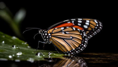 The spotted butterfly delicate wings showcase elegance generated by artificial intelligenceの素材