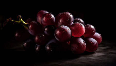Juicy grape bunch, ripe and fresh for eating generated by artificial intelligenceの素材