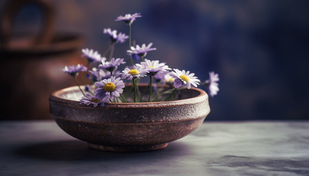 Fresh daisy bouquet brings beauty to table generated by artificial intelligenceの素材