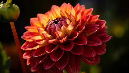 Vibrant dahlias bloom in formal garden beauty generated by artificial intelligenceの素材