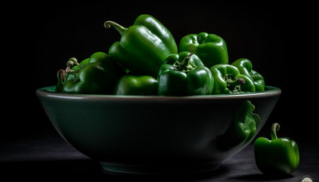 Fresh organic vegetarian bowl with ripe fruit generated by artificial intelligenceの素材