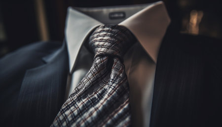 Well dressed businessman in striped suit and tie generated by artificial intelligenceの素材